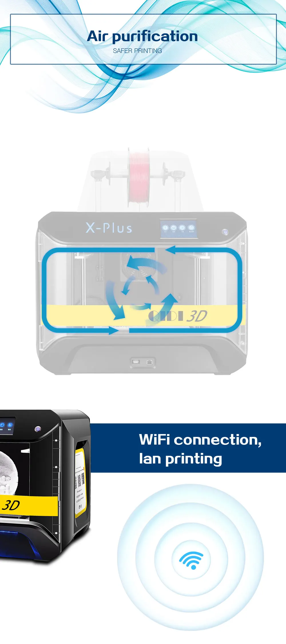 QIDI TECH 3d принтер X-Plus Большой размер промышленный класс WiFi функция Impresora 3D высокоточная печать 270*200*200 мм 3D Drucker