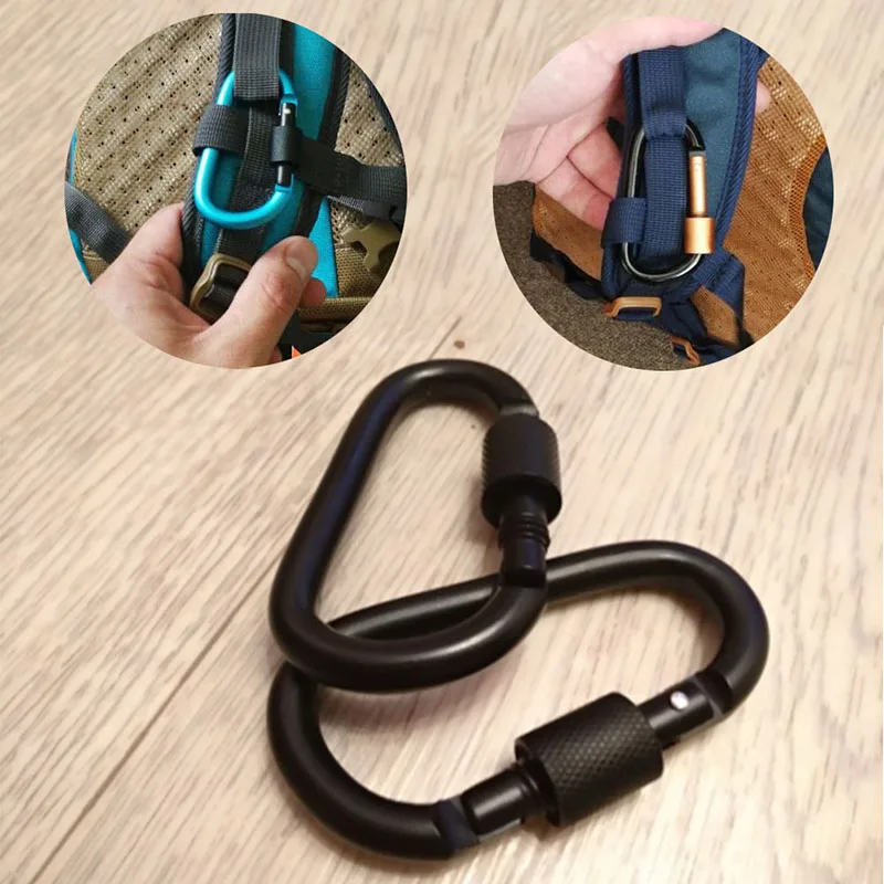 

2019 Metal Aluminum Carabiner D-Ring Key Chain Clip Camping Keyring Snap Hook Outdoor Travel Kit Loaded Climbing D Shape Hook