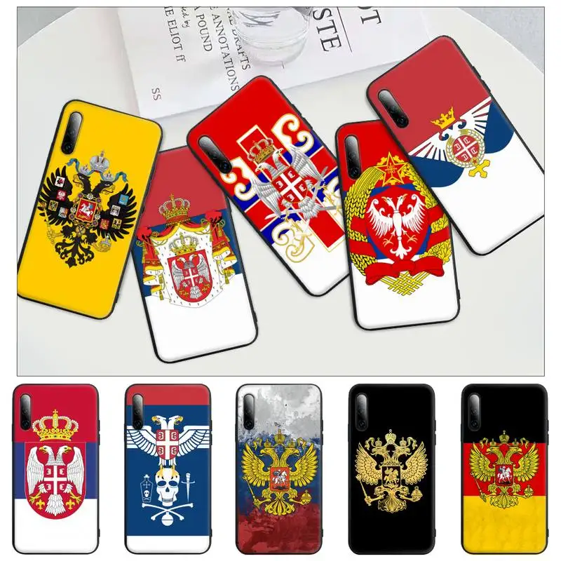 

Russian National Emblem Black Rubber Phone Cover For Huawei P9 P10 P20 P30 P40 Lite Pro P Smart 2019 2020 Case