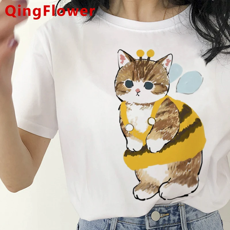 

Футболка Kawaii Cat, Летний Топ для женщин 2021, японский винтажный tumblr, одежда для пар, футболка, топы, футболки, одежда для пар