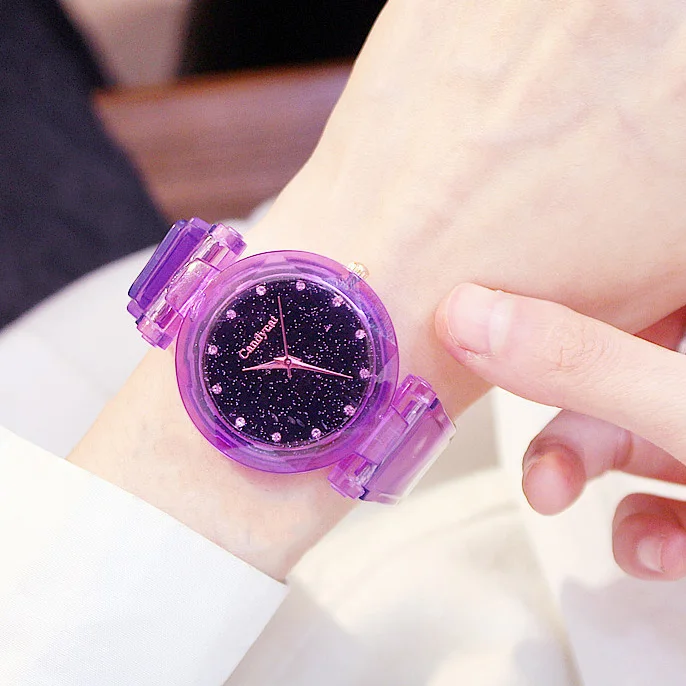 purple1 Модные милые детские часы для девочек, часы для детей, яркие цвета, звездное небо, силиконовые детские наручные часы для студентов, дропшиппинг - Цвет: purple1