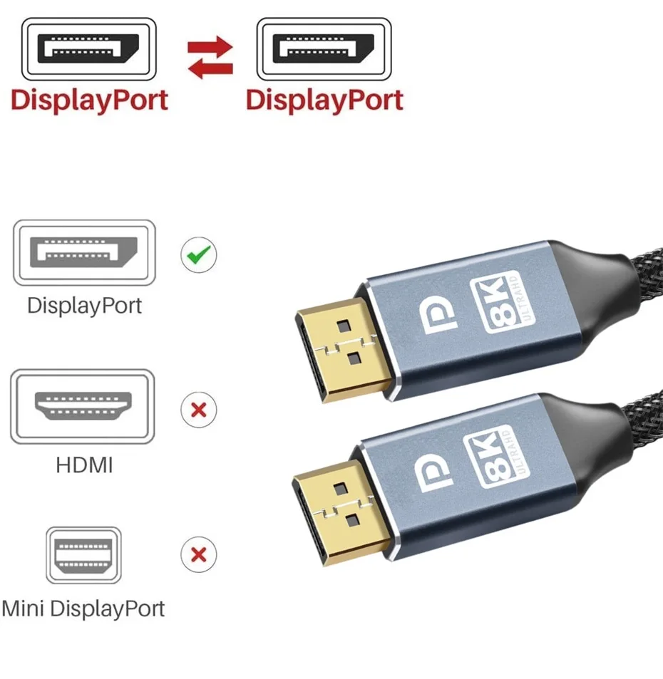 DisplayPort1.4 кабель 8K DP с нейлоновой оплеткой @ 60Hz 4K 144Hz DisplayPort to для ноутбука PC TV и т.