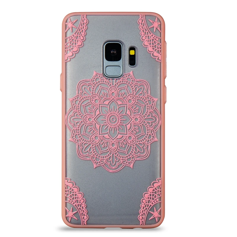 PinkSJF Милый прозрачный чехол с розовыми цветами для samsung Galaxy S10 S6 s7 edge S10e S9 S8 Plus A6 A8 A3 A5 A7 TPU+ PC задняя крышка - Цвет: PinkSJF