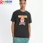 Новинка 2021, Мужская футболка Rainbowtouches с коротким рукавом, унисекс, модная повседневная свободная футболка в стиле Хай-стрит с принтом черепа и скелета, панк, хип-хоп