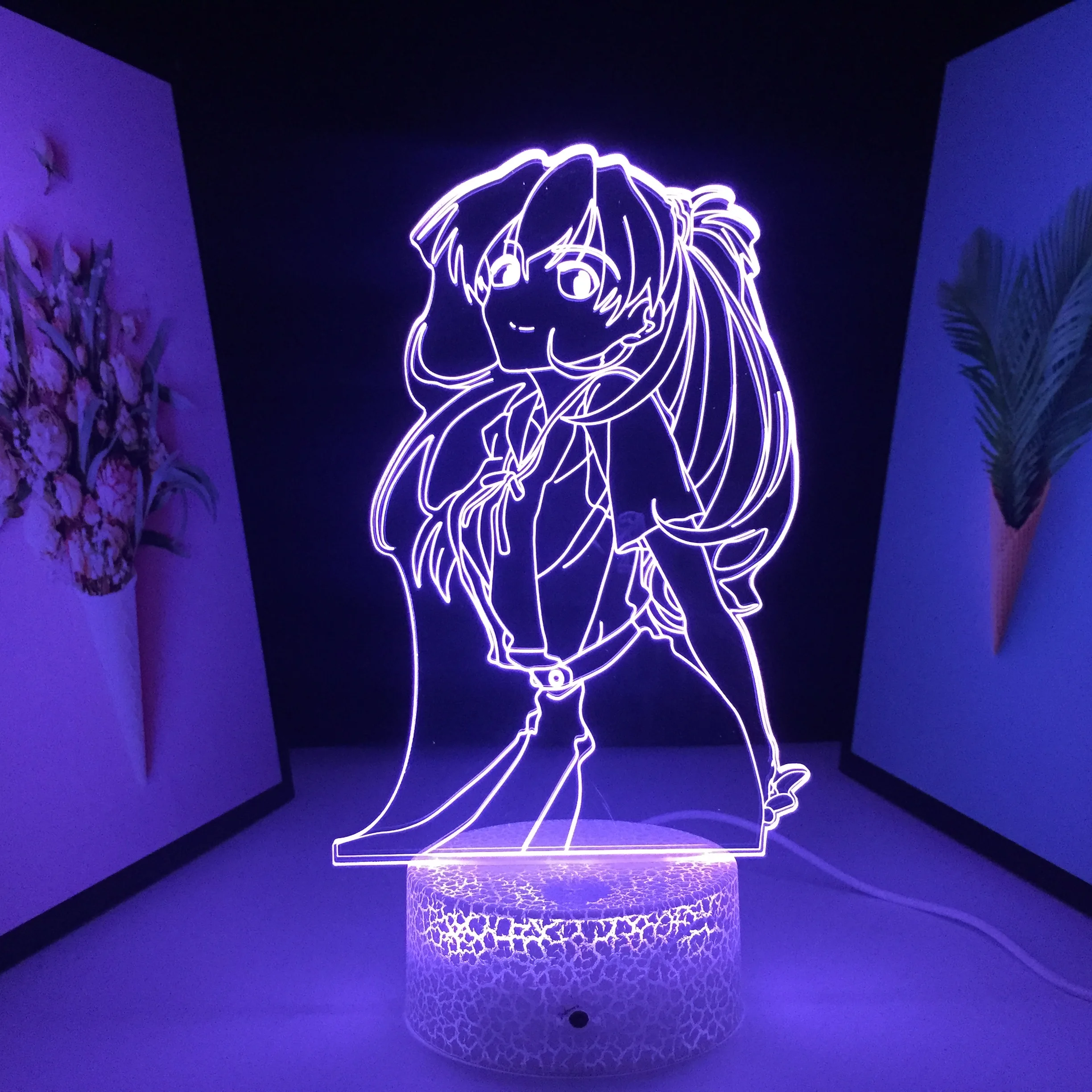 

Anime Figure 3D Lamp Home Bedroom Table Decoration Night Light for Couple Children Festival Birthday Gifts White Cracked Base