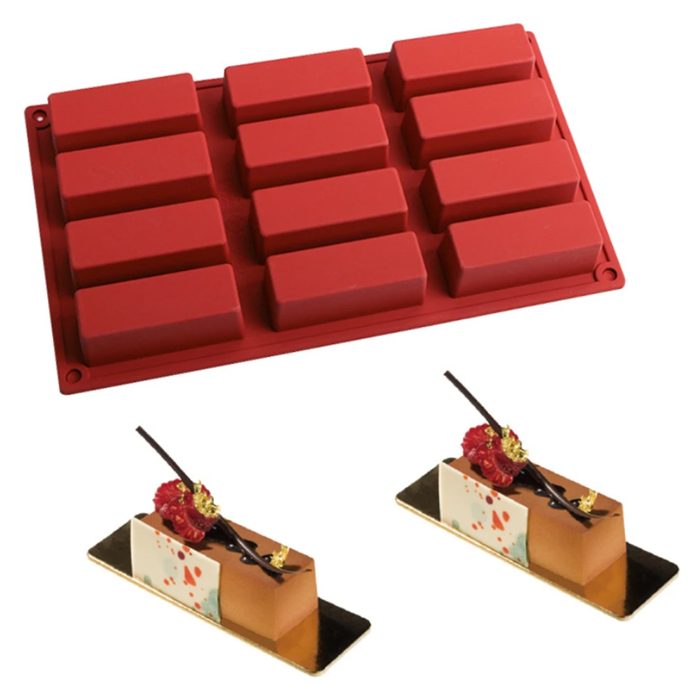 

12 Cavity Rectangular silicone mousse mold dessert decoration mold rectangular baking tray Cake Tools