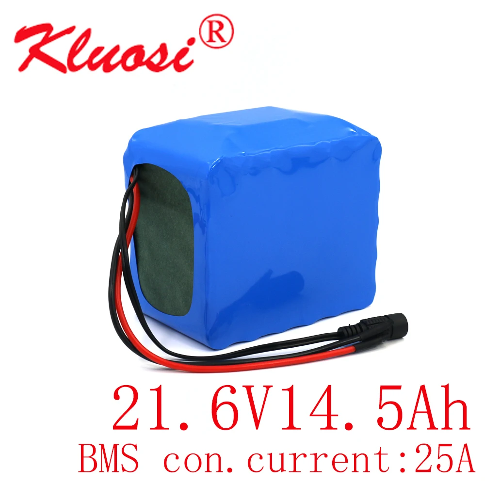 

KLUOSI 6S5P 24V 14.5Ah 21.6V 15Ah 25.2V Lithium Battery Pack with 25A BMS for Electric Bicycle Ebike Scooter Wheelchair Cropper