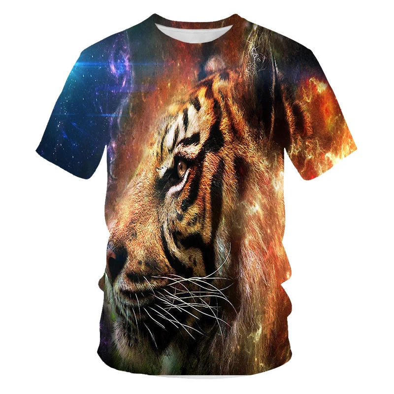 

Summer Tiger 3D Printing T-Shirt Men's Women's Animal Harajuku Pure Color Lion Shirt 2021 Street Hip Hop Sports Short Sleeve