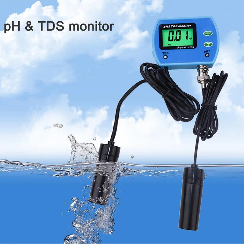 

2 в 1 PH/EC контроль качества воды портативный рН-метр тестер Двойной источник питания цифровой дисплей рН-метр прибор для анализа качества вод...