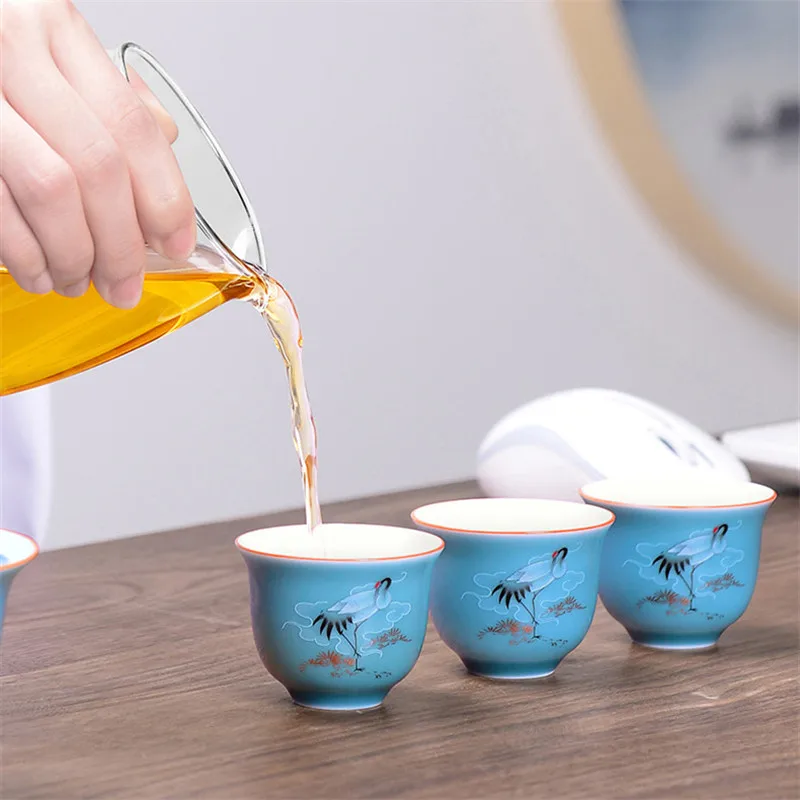 Портативный сине-белый фарфоровый чайник чайная чашка старинный глазурованный