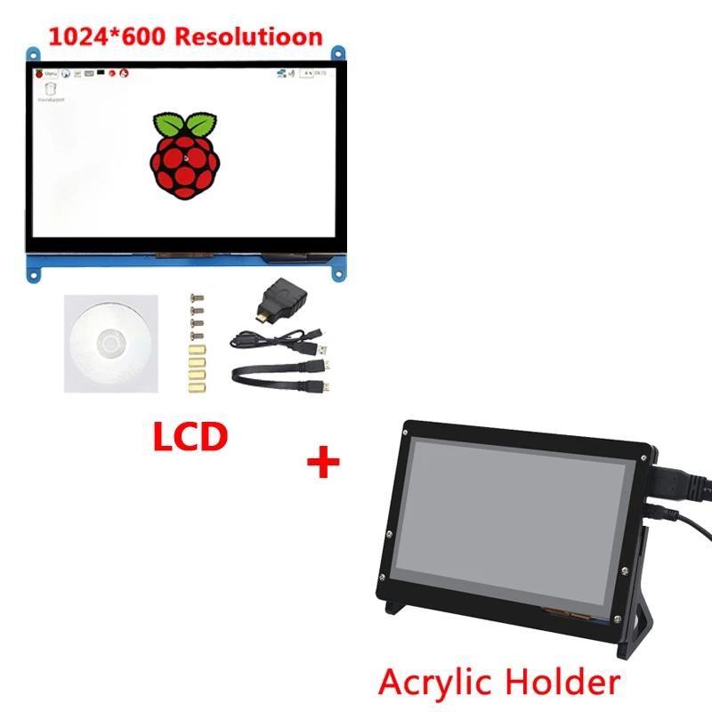 7 дюймов Raspberry Pi 4 сенсорный экран 1024*600/800*480 Raspberry Pi 4 ЖК-Дисплей HDMI TFT монитор для Raspberry Pi 3 Model B 3B