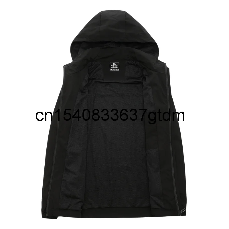 

Spring 2021 new men's fattening plus size fashion casual hooded jacket men's mesh breathable thin windbreaker