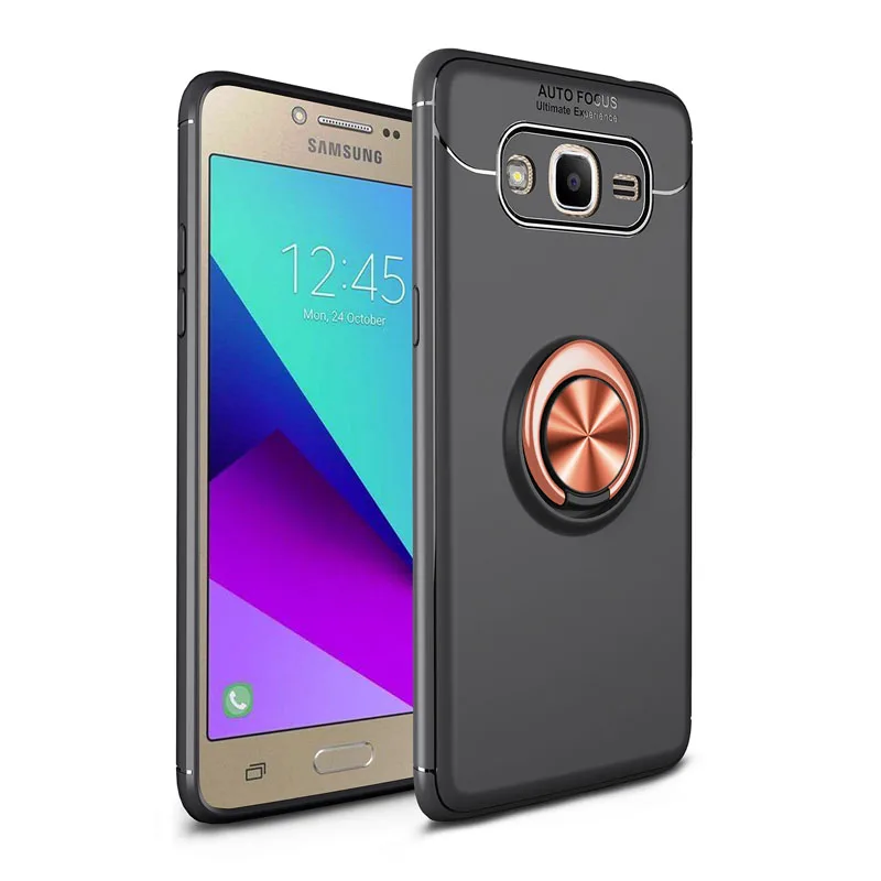 Чехол для телефона с магнитным кольцом s для samsung Galaxy J1, автомобильный держатель, чехол для samsung Galaxy J110, роскошный ТПУ чехол, Fundas Coque - Цвет: Rose Black