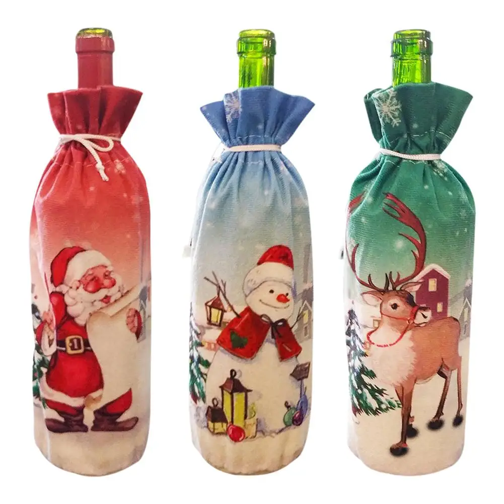 Рождественский свитер крышка для бутылки вина Снеговик Олень дизайн платье