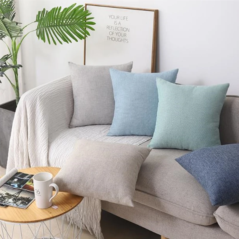

Solid color sofa cushion cover cotton linen throw pillow case decorative pillow cover 30x50/40x40/45x45/50x50cm Home Decor