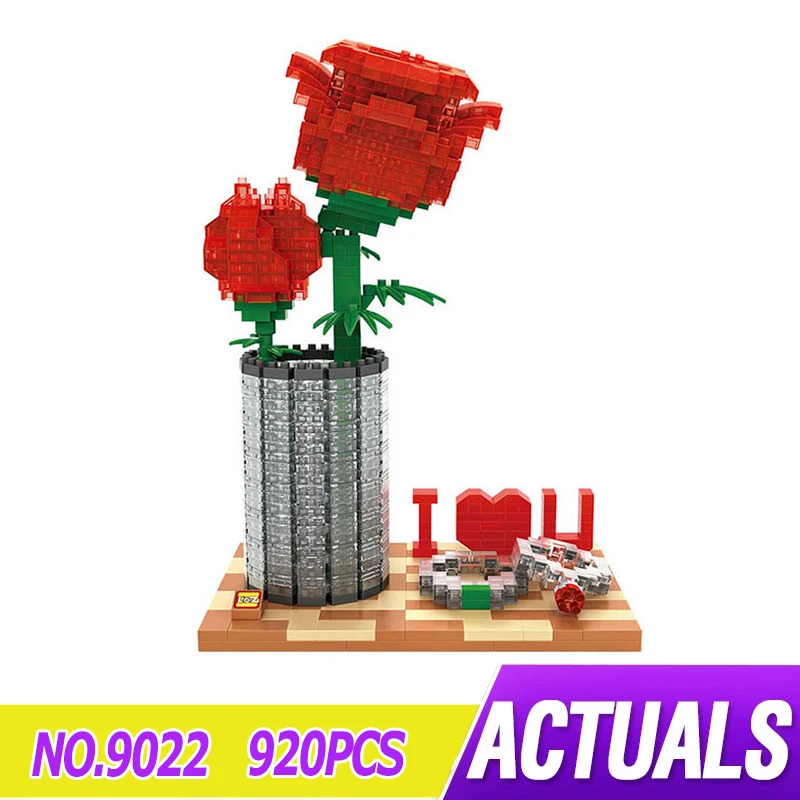 

LOZ 9022 Mini Particle Crystal Red Rose Assembled Modular Building Blocks Bricks Model DIY Educational Toy Valentine's Day Gift