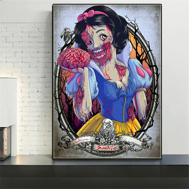

Horror Snow White Poster and Print Disney Princess Wall Art Anime Poster Girl Canvas Painting Picture for Room Home Decoration