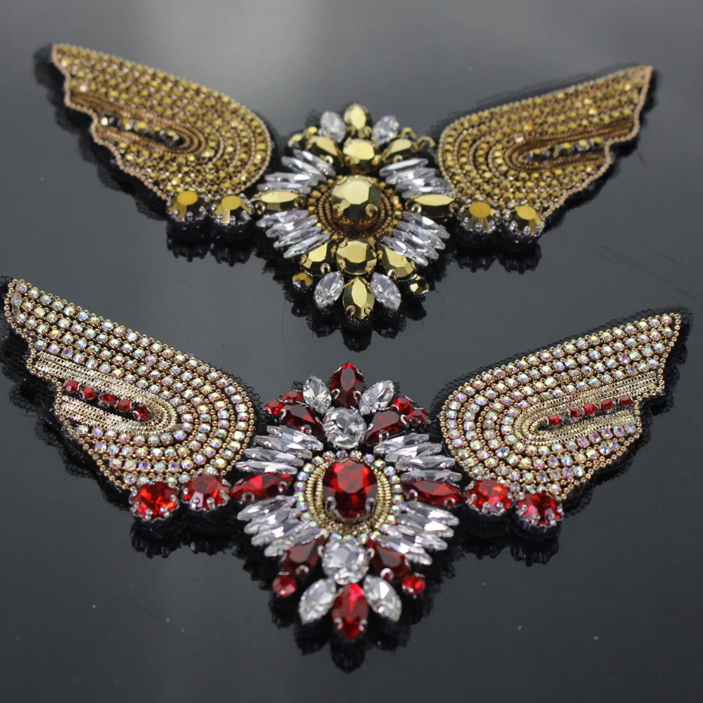 Стразы вышитая нашивка с перьями и крыльями индийская шелковая проволока ручная