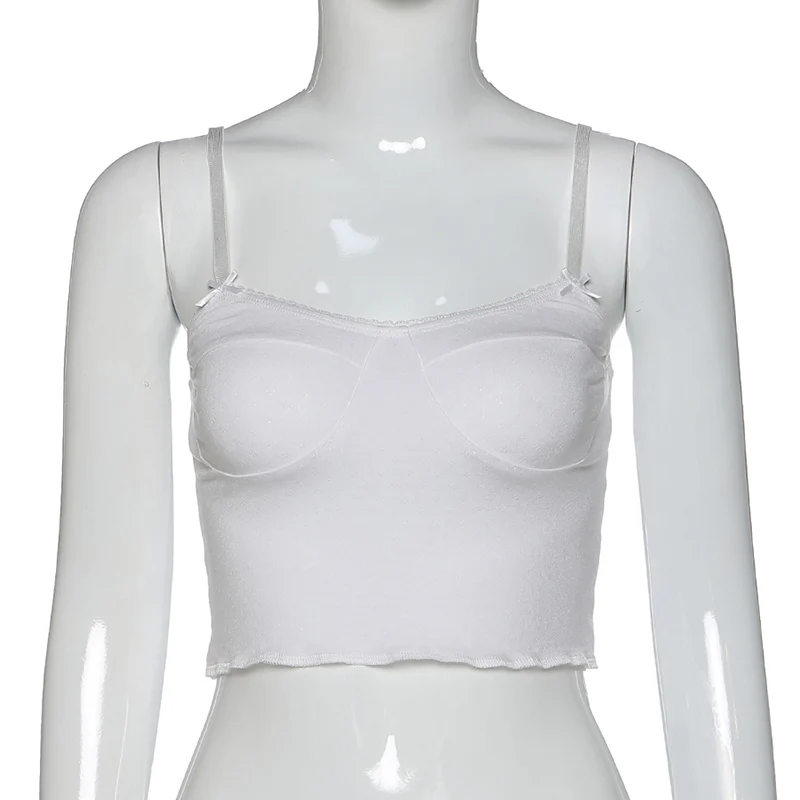 Женский короткий топ LVINMW белый Повседневный Топ на тонких бретельках с вырезом