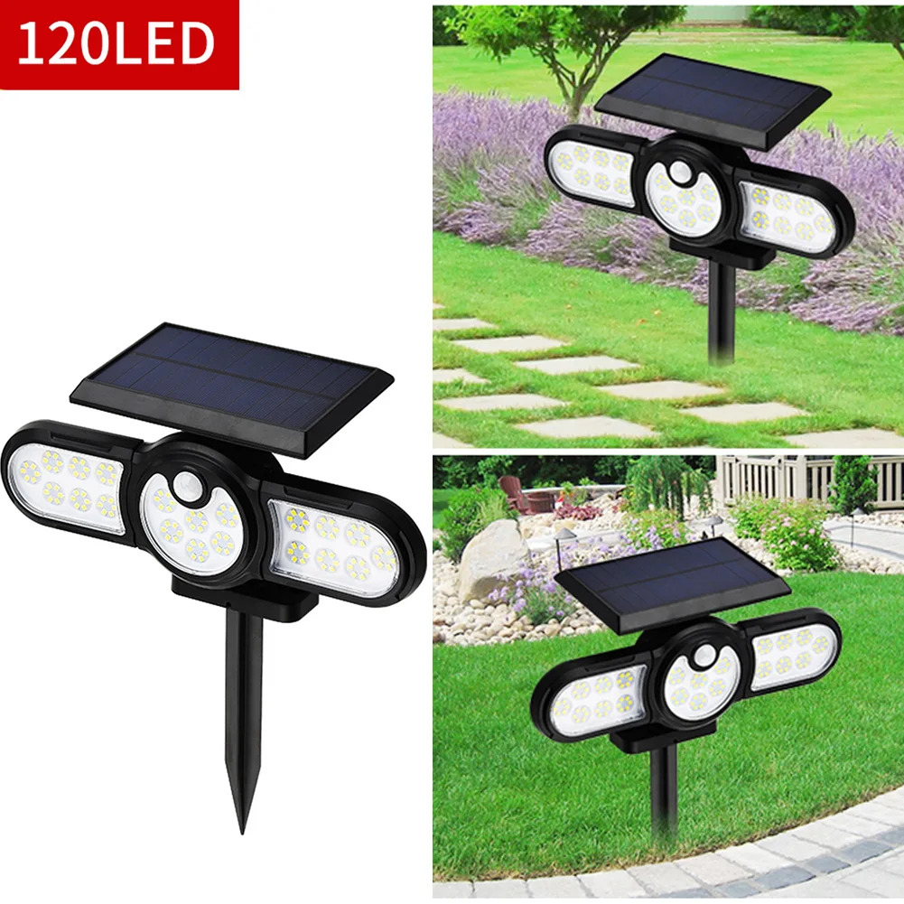 

ABS Pathway Spotlight Smart Sensor Rechargeable 3 Mode Solar Energy Ground Plug Light Outdoor LED Wall Lamp Decor
