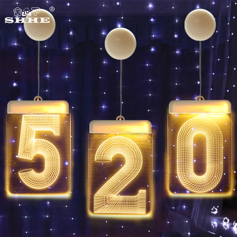 3D ночник с номером 0 9 на батарейках подвесной светодиодный светильник иллюзией