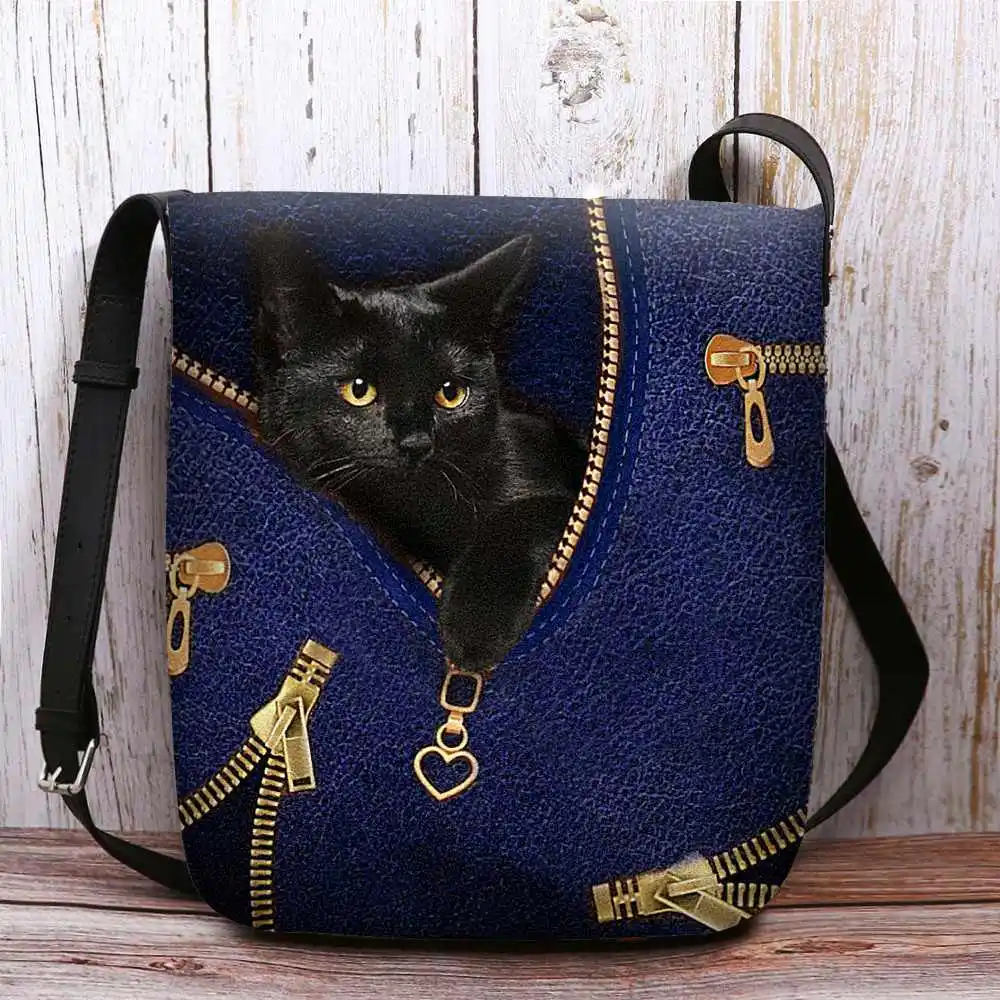

Women's Shoulder Bag Hair Drill 3D Cat Print Pattern Crossbody Bags Large Capacity Luggage Storage Bag Gift Handbag Coin Purse