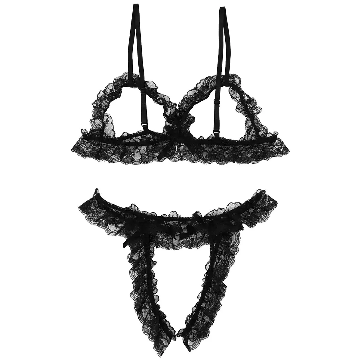 Мужской кружевной набор белья бикини без рукавов с трусиками