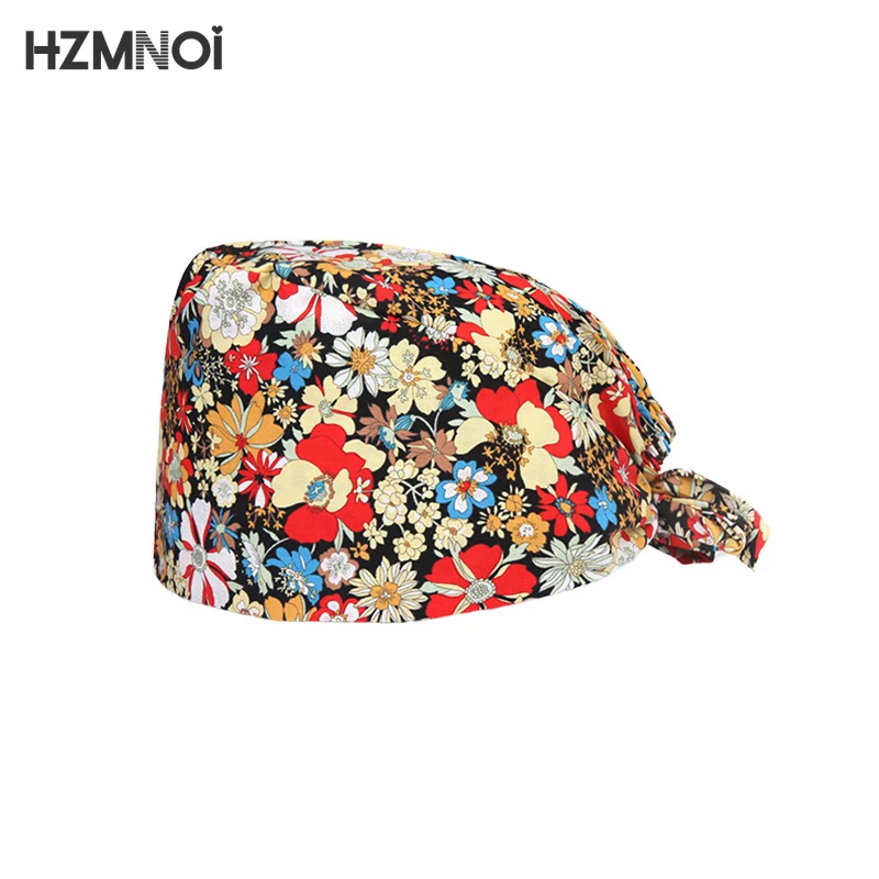 

2021 Cute Modern Printed Nurse Cap Doctor Surgery Cap Surgeon Cap Ladies Operating Room Hat Beauty Salon Dentist Work Cap