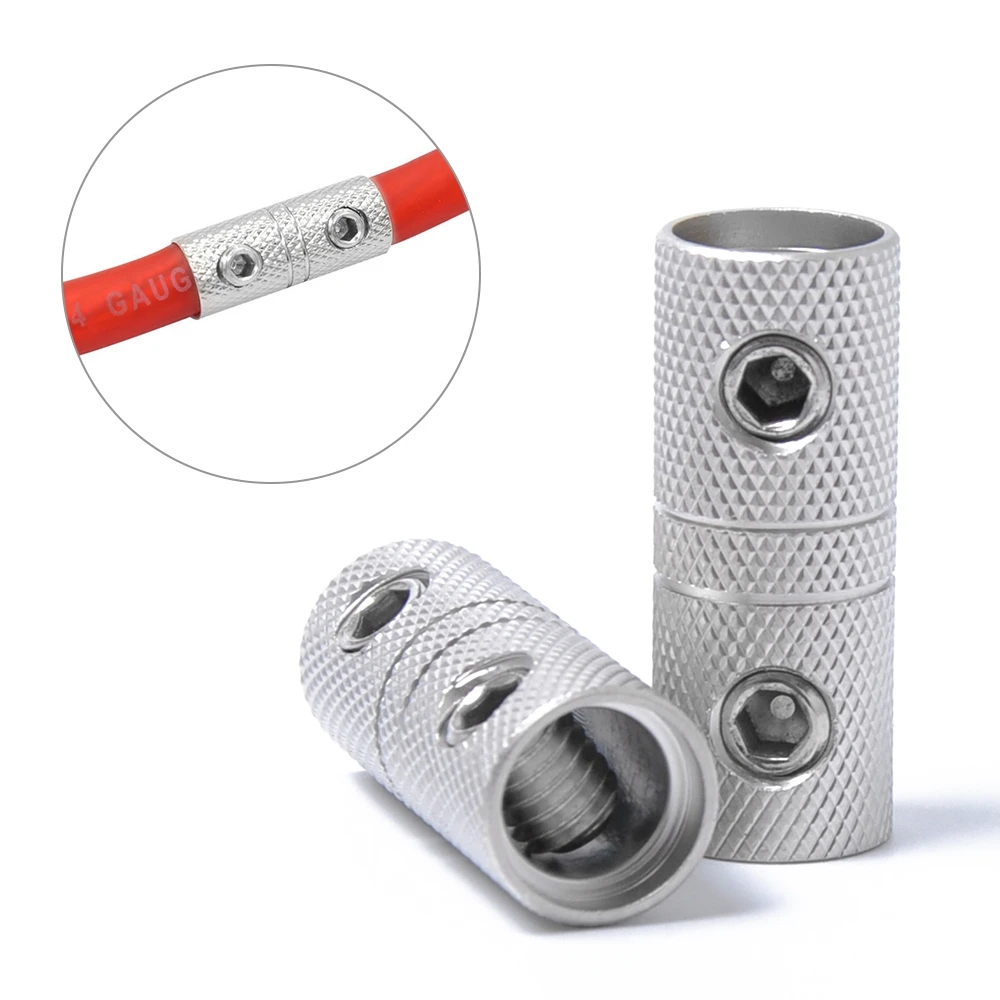 

2Pcs Wire Coupler Audio Car Brass Terminal Butt Connector 4 GA AWG Gauge Joiner Barrel Set Screw For Car Auto Replacement Parts