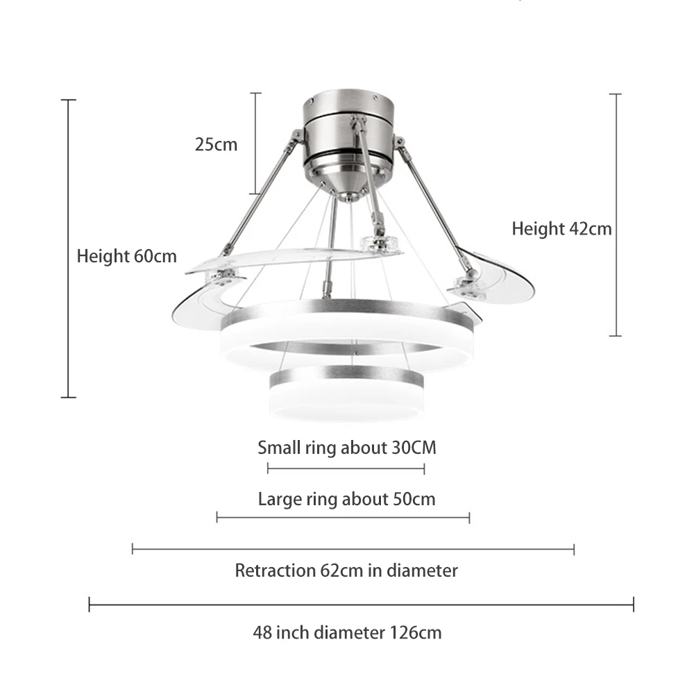 

modern Ceiling fan lamp fans with lights ring lamps invisible leaves 48 inch 48w creative Simple Living Dining Room