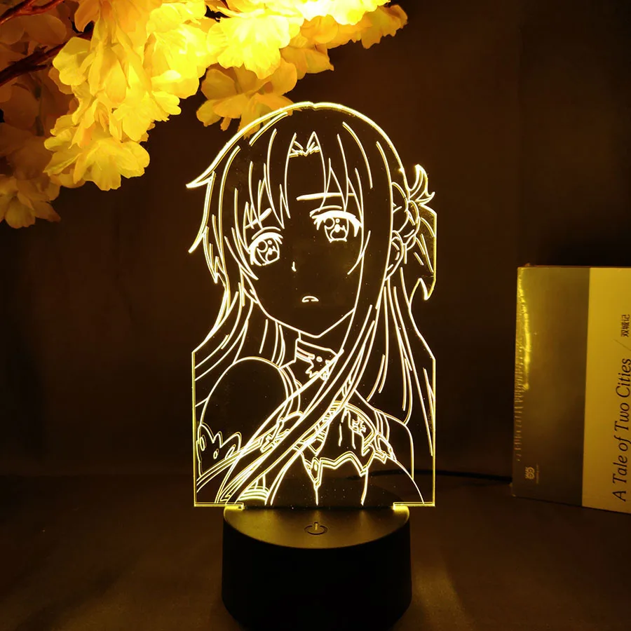 Аниме меч искусство онлайн светодиодный ночник Kawaii манга SAO фигурка Asuna гаджеты