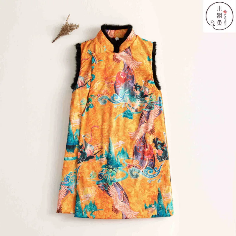 

Chinese Style Vest Cotton Women Sleeveless Top Traditional Vintage Tang Suit Waistcoat Female Ethnic Harajuku Gilet Printing New