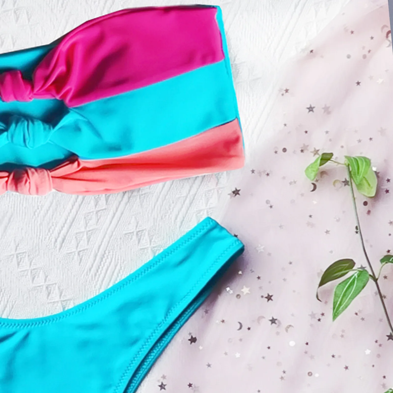 

High Waisted Two Piece Bikini Set Women Swimwear Sexy Swimwear Solid Patchwork Two-Piece Swimsuit Bikini Swimming Beachwear