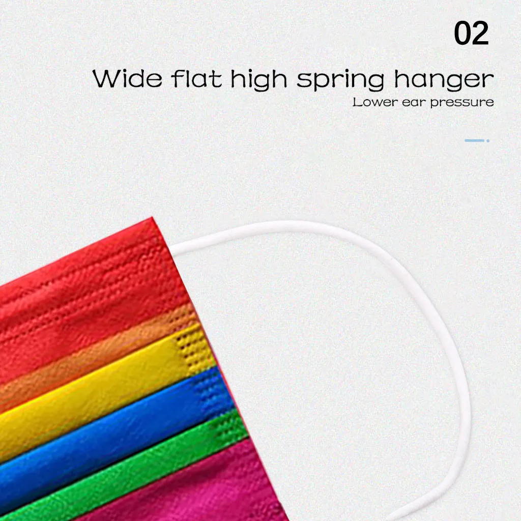 

50-200 pcs Disposable Mask Cute Adult Children Rainbow Printing Pattern Mask mouth Face mask Earloops Masks mascarilla New
