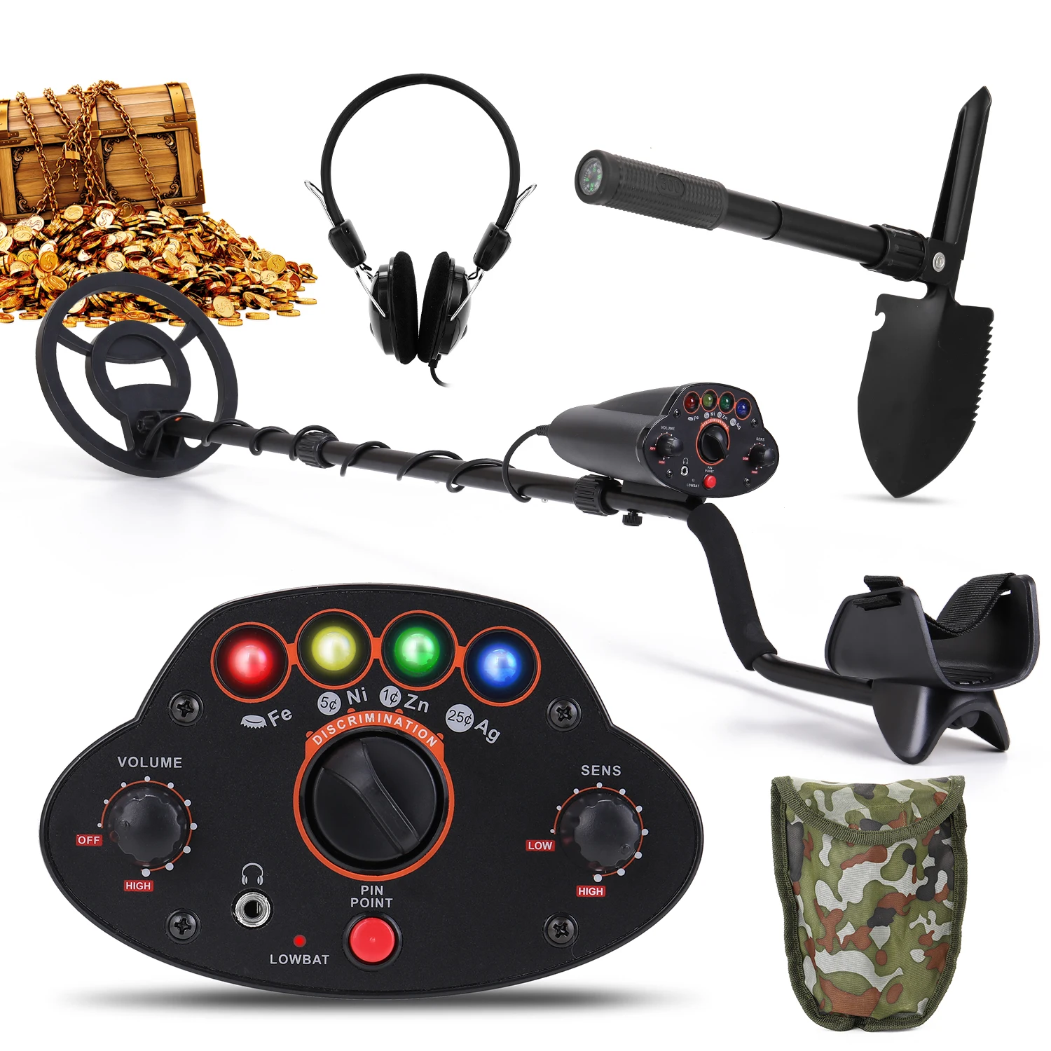 

MD-5010, портативный металлоискатель, быстрое обнаружение, высокая точность, чувствительность, металлодетектор, 4 цвета, светодиодный, для дете...