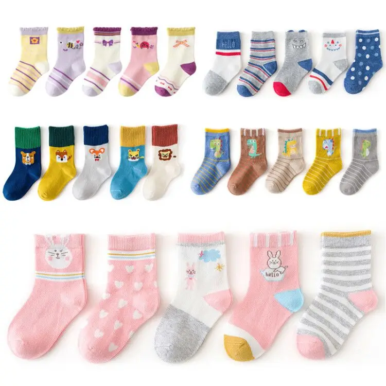 Красивые осенне зимние носки для маленьких девочек от 1 до 12 лет 5 пар/лот милые с