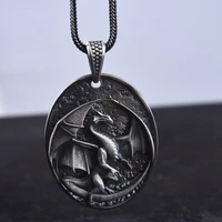 creative dark black flying dragon heavy chain pendant necklace fashion men women punk gothic party jewelry vintage gifts