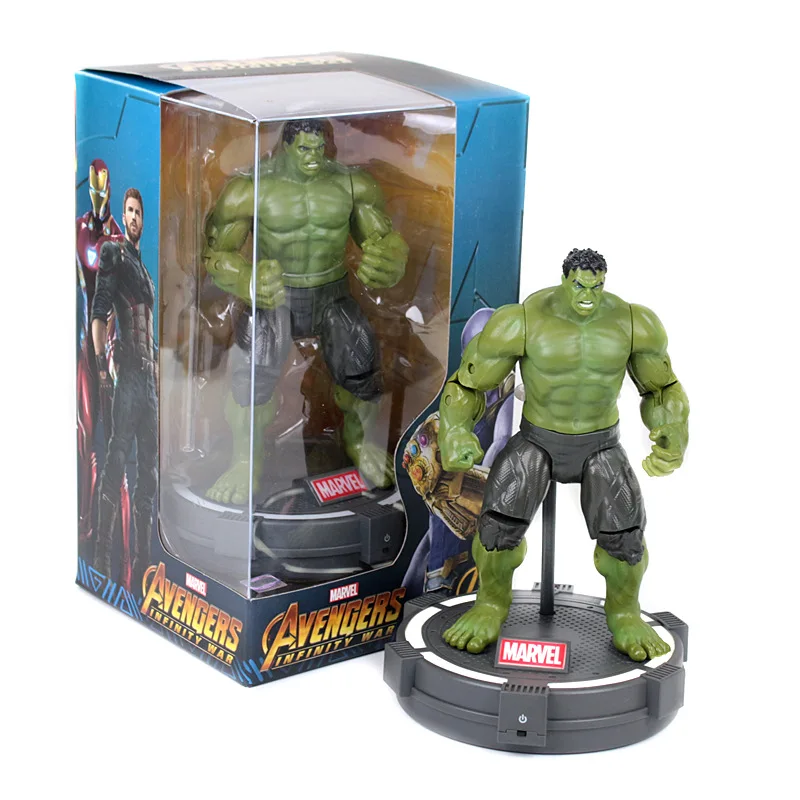 

Original Disney Marvel Avengers 4 Toys Iron Man With Light Base Spiderman New War Machine Thor Captain America Thanos Panther Hu