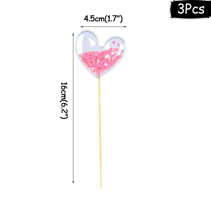 3pcs PVC topper-F WEIGAO 5 дюймов розовое золото воздушный шар "Конфетти" Торт Топперы день рождения торт Свадебные украшения мини-шар Топпер ремесла для дня рождения - Цвет: 3pcs PVC topper-F