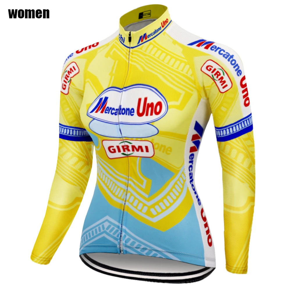 Классическая Женская велосипедная Джерси mercatone UNO зимняя и тонкая одежда с