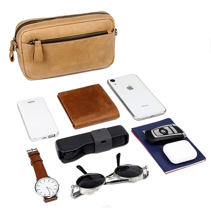 

Crazy Horse Leather Men's Handbags High Capacity Design Brand Messenger Shoulder Bag for Man Office Bag Leather Clutch Wallet