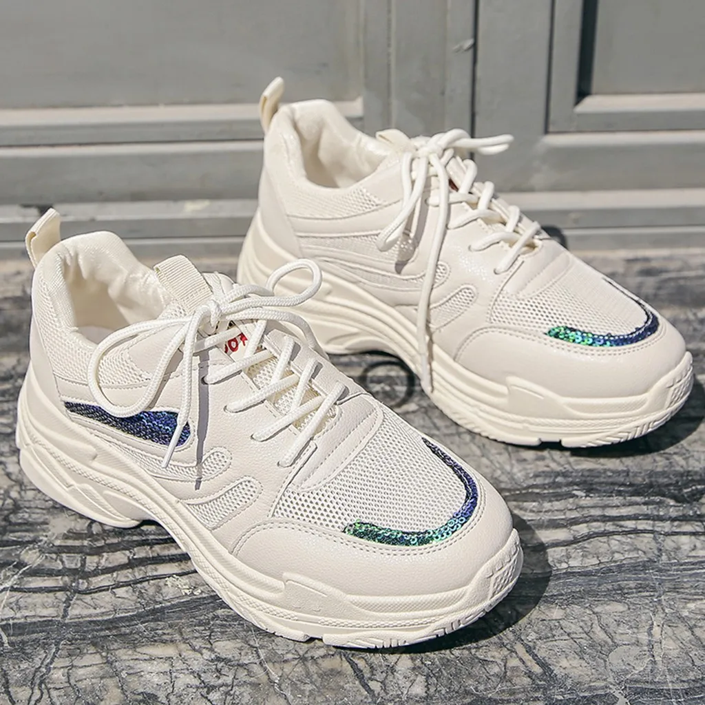 Женские сетчатые кроссовки KANCOOLD белые на толстой платформе повседневная обувь