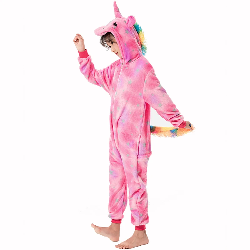 Пижама в виде животных для мальчиков и девочек детская Фланелевая пижама на