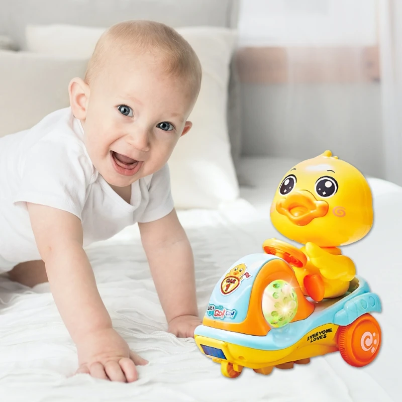 

Q9QB Electric Swinging Duck Cute Funny Shape Stunt Motorcycle Dazzle Colour Lights Infant Early Crawling Developmental Toys