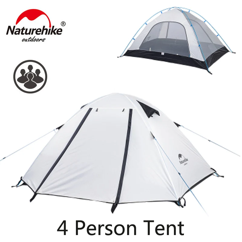 4 Persons White NatureHike обновленная P серия UPF 50+ 2 3 4 человека Сверхлегкий 210T полиэстер ткань двухслойный открытый тент для путешествий, кемпинга - Цвет: 4 Persons White