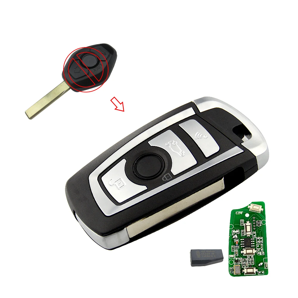 OkeyTech 315/433MHz ID44 Chip Flip Folding Remote Car Key For BMW EWS 325 330 318 525 530 540 E38 E39 E46 M5 X3 X5 HU92 Blade | Автомобили