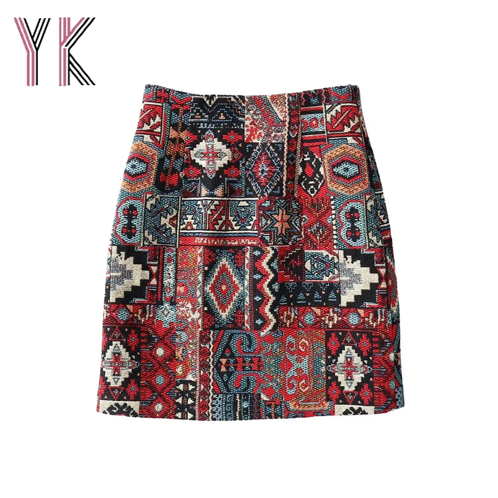 Мини-юбка трапециевидная с вышивкой высокой талией и молнией | Женская одежда