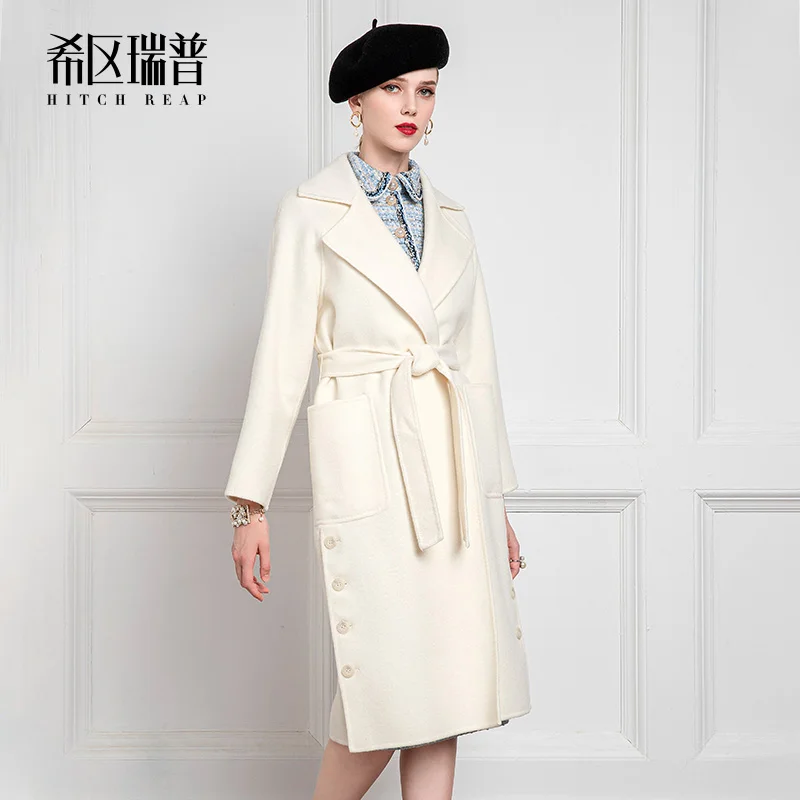 

High End Double-Sided Cashmere Coat Women's Winter Clothes New Loose Water Ripple Wool Coat Medium And Long