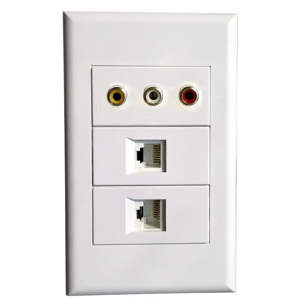Настенная панель с портами 3RCA + RJ45 RJ11 Белая настенная для телефона Cat3 Keystone Ethernet Cat6