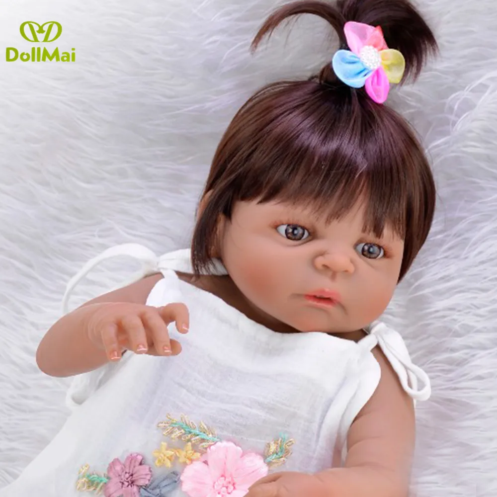 55 см силиконовая кукла Reborn Baby 22 дюйма черная кожа новорожденная девочка
